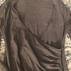 Lululemon grey & black striped wrap top size 4